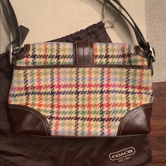 Multi-Color Coach Tweed Handbag - Picture 3 of 5